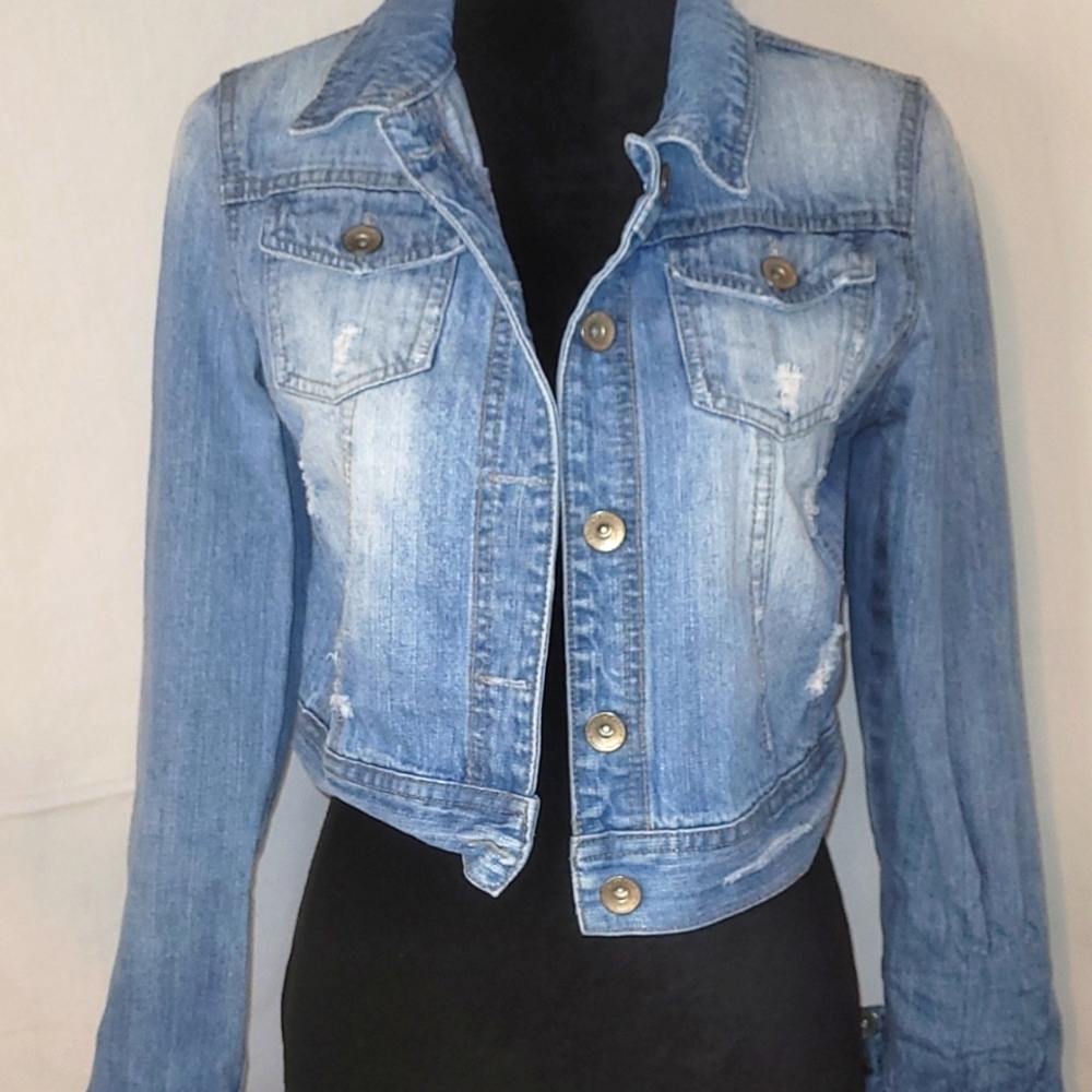 Highway jeans distressed jean jacket size medium